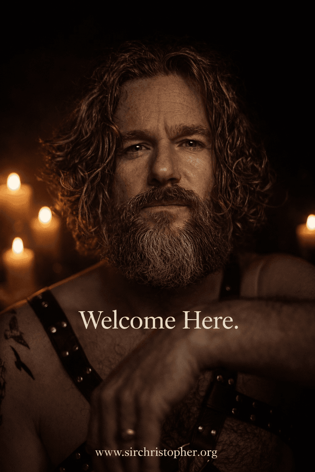 Sir Christopher, professional D/s and relationship coach, calm candlelit portrait representing grounded leadership and intentional power exchange.